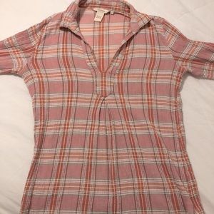 Sundance Molly Plaid Pullover in Peach and Pink